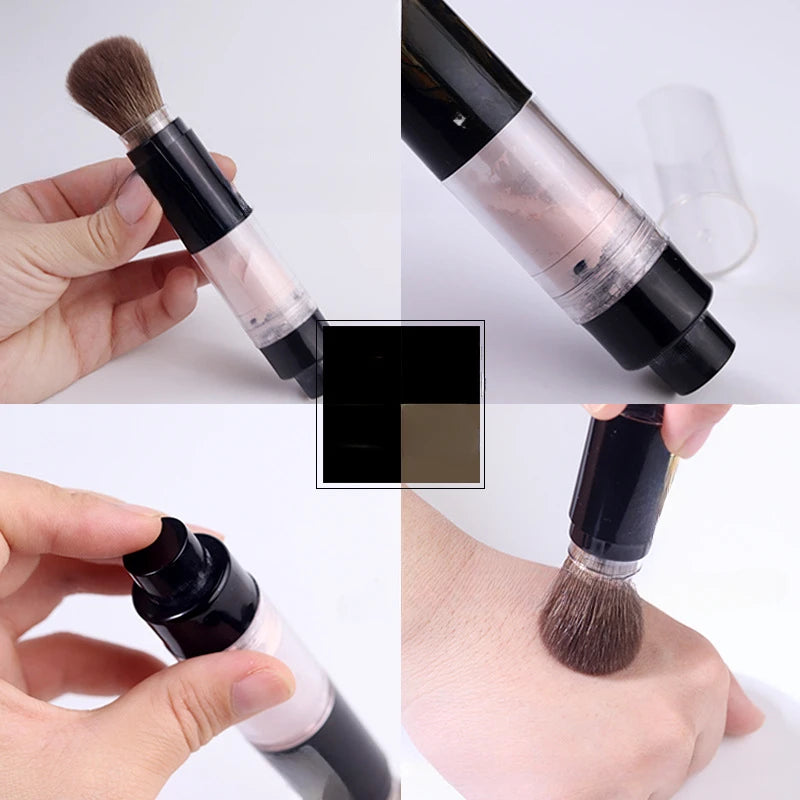 Pinceau Maquillage Rechargeable avec Fibres Douces - Distributeur Automatique de Poudre, Fondation, Blush et Éclat, Portable et Multifonctionnel